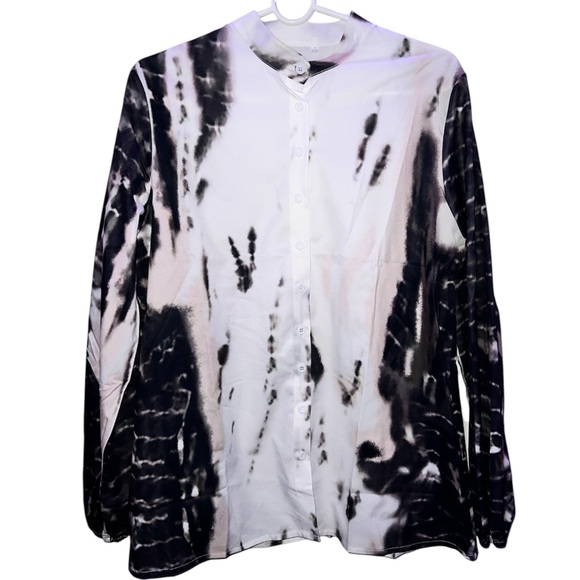 TIE DYE LONG SLEEVE BUTTON DOWN TOP - Picture 1 of 7